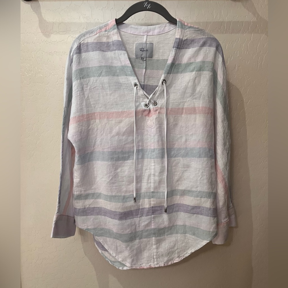 Rails Lily Lace-up Blouse in Seychelles Stripe